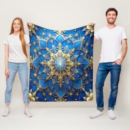 Decorative Blue Gold Fleece Blanket Deken