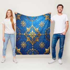 Decorative Blue Gold Fleece Blanket Deken