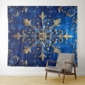 Decorative Blue Gold Holiday Backdrop Wandkleed (In Situ (horizontaal))