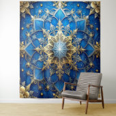 Decorative Blue Gold Holiday Backdrop Wandkleed (In situ)