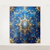 Decorative Blue Gold Holiday Backdrop Wandkleed (Voorkant)