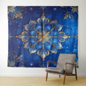 Decorative Blue Gold Holiday Backdrop Wandkleed (In Situ (horizontaal))