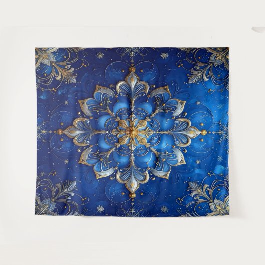 Decorative Blue Gold Holiday Backdrop Wandkleed (Voorkant (horizontaal))