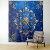 Decorative Blue Gold Holiday Backdrop Wandkleed (In situ)