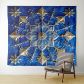 Decorative Blue Gold Holiday Backdrop Wandkleed (In Situ (horizontaal))