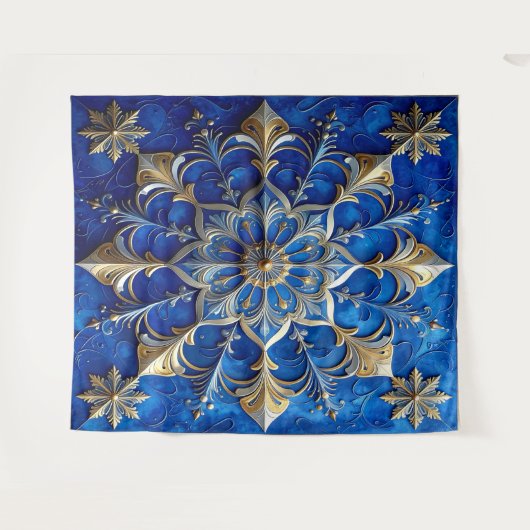 Decorative Blue Gold Holiday Backdrop Wandkleed (Voorkant (horizontaal))