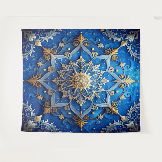 Decorative Blue Gold Holiday Backdrop Wandkleed (Voorkant (horizontaal))