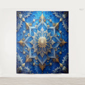 Decorative Blue Gold Holiday Backdrop Wandkleed (Voorkant)