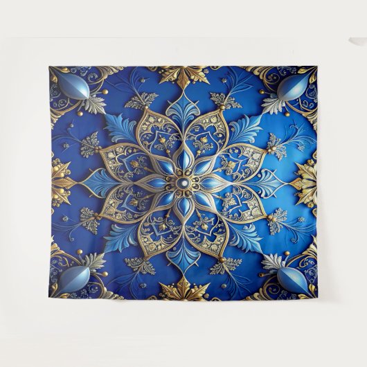 Decorative Blue Gold Holiday Backdrop Wandkleed (Voorkant (horizontaal))