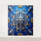 Decorative Blue Gold Holiday Backdrop Wandkleed (Voorkant)