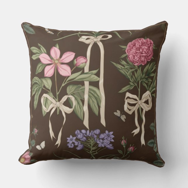 Decorative botanical Floral Bow Throw Pillow Kussen (Voorkant)