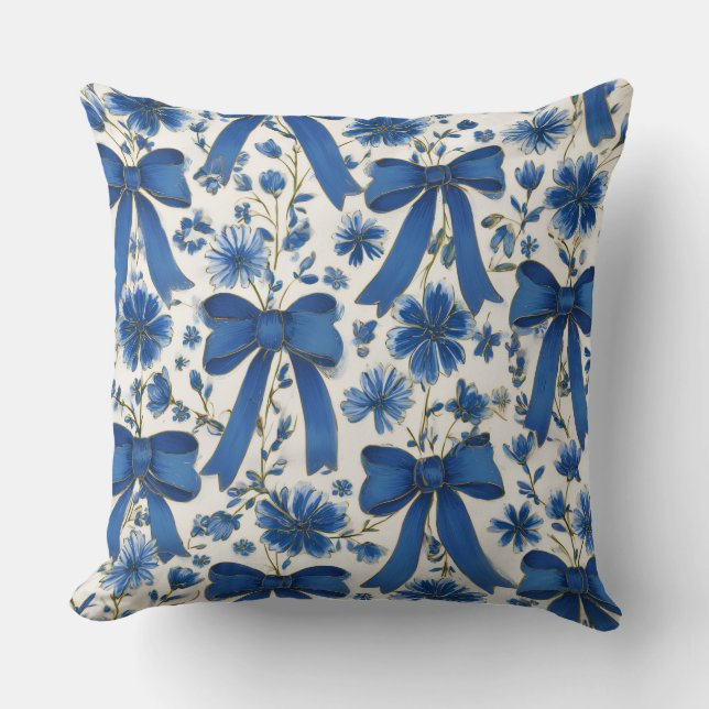 Decorative Bow and Flowers Throw Pillow Kussen (Voorkant)