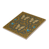 Decorative Butterfly Design in Gold and Blue Tegeltje (Zijkant)
