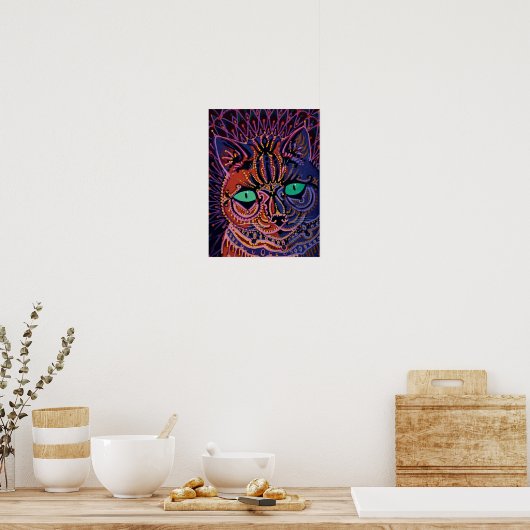 Decorative Cat by Louis Wain Poster (Keuken)