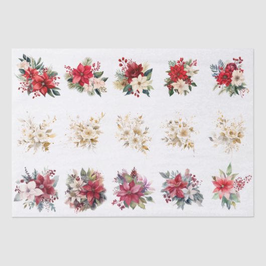 Decorative Christmas Florals For Shell Decoupage Tissuepapier (Voorkant)
