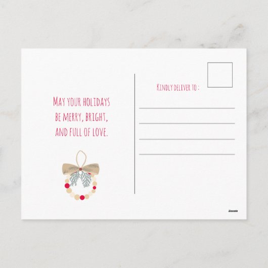 Decorative Christmas wreath with natural elements Feestdagenkaart (Achterkant)