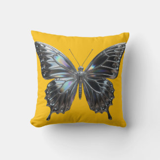 Decorative cushion with elegant silver butterfly  kussen