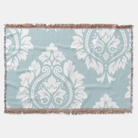 Decorative Damask Art I White on Duck Egg Blue Deken (Voorkant)