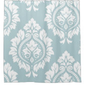 Decorative Damask Art I White on Duck Egg Blue Douchegordijn (Voorkant)