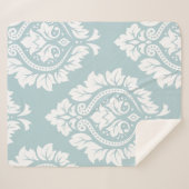 Decorative Damask Art I White on Duck Egg Blue Sherpa Deken (Voorkant (horizontaal))