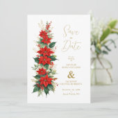 Decorative & Elaborate Elegant Poinsettias Garland Save The Date (Staand voorkant)