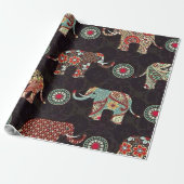 Decorative Elephant Pattern Wrapping Paper Cadeaupapier (Uitgerold)