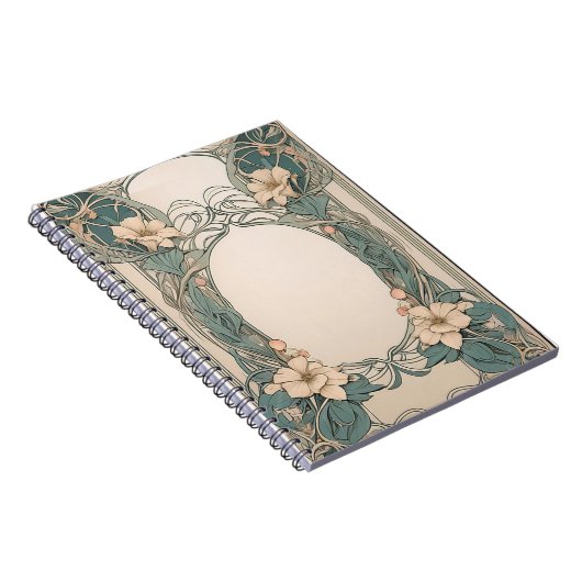 Decorative Floral Art Nouveau Design Notitieboek (Rechterzijde)
