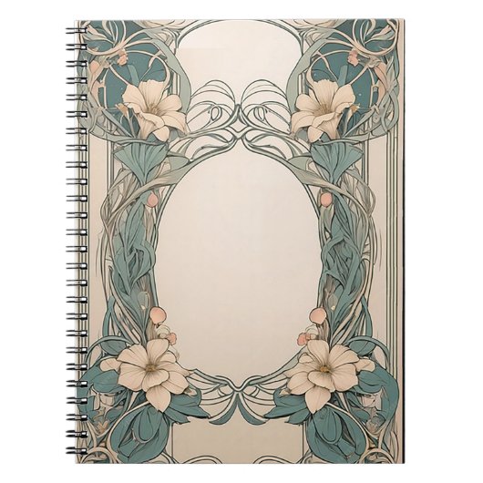 Decorative Floral Art Nouveau Design Notitieboek (Voorkant)