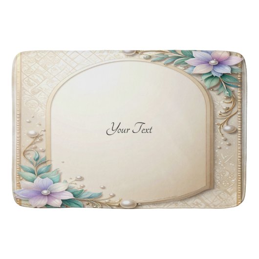 Decorative Floral Frame with Pearls Bath Mat (Voorkant)