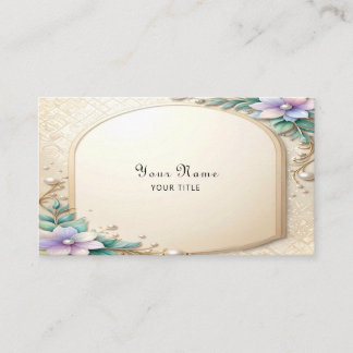 Decorative Floral Frame with Pearls Business Card Visitekaartje