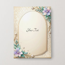 Decorative Floral Frame with Pearls Button
