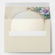 Decorative Floral Frame with Pearls Envelope