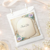 Decorative Floral Frame with Pearls Favor Bag Bedankzakje (Geknipt)