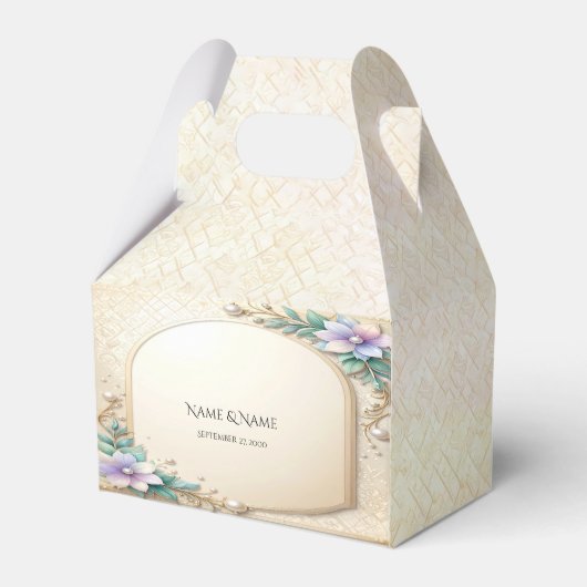 Decorative Floral Frame with Pearls Favor Box Bedankdoosjes (Voorkant Zijde)