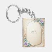 Decorative Floral Frame with Pearls Keychain (Voorkant Links)