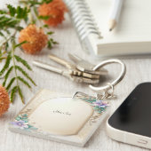 Decorative Floral Frame with Pearls Keychain (Voorkant Rechts)