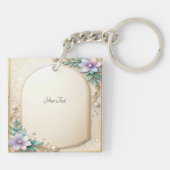 Decorative Floral Frame with Pearls Keychain (Achterkant)