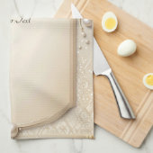 Decorative Floral Frame with Pearls Kitchen Towel Theedoek (Quarter Fold)