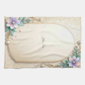 Decorative Floral Frame with Pearls Kitchen Towel Theedoek (Horizontaal)