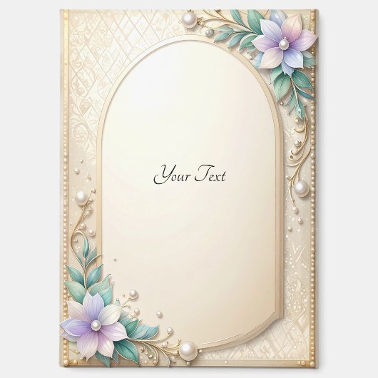 Decorative Floral Frame with Pearls Magnet (Voorkant)