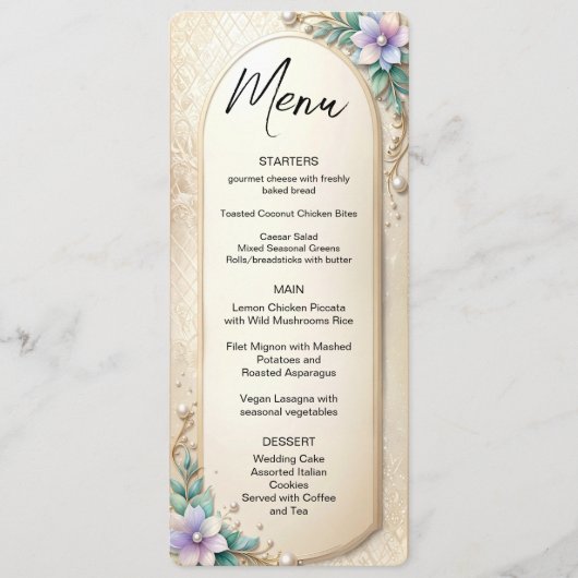 Decorative Floral Frame with Pearls Menu (Voorkant)
