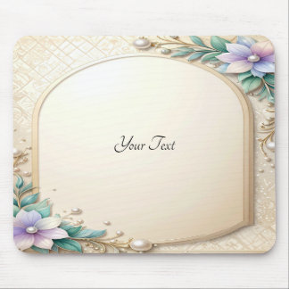 Decorative Floral Frame with Pearls Mousepad Muismat