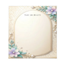 Decorative Floral Frame with Pearls Notepad