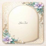 Decorative Floral Frame with Pearls Paper Coaster Kartonnen Onderzetters<br><div class="desc">Beautiful Decorative Floral Frame with Pearls Paper Coaster</div>