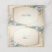 Decorative Floral Frame with Pearls Place Card Plaatskaartje (Buitenkant ongevouwen)