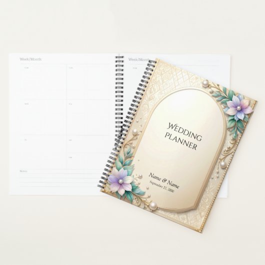 Decorative Floral Frame with Pearls Planner (Display)