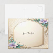 Decorative Floral Frame with Pearls Postcard Briefkaart (Voorkant / Achterkant)