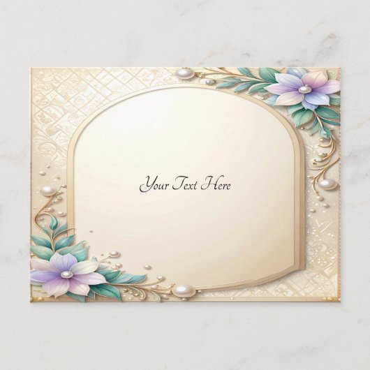 Decorative Floral Frame with Pearls Postcard Briefkaart (Voorkant)
