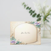 Decorative Floral Frame with Pearls Postcard Briefkaart (Staand voorkant)