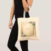 Decorative Floral Frame with Pearls Tote Bag (Voorkant (product))